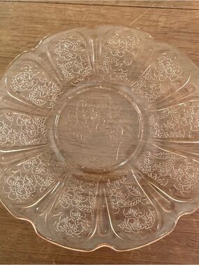 Vintage Jeannette Cherry Blossom Pink Depression Glass Set 4 Child Plates